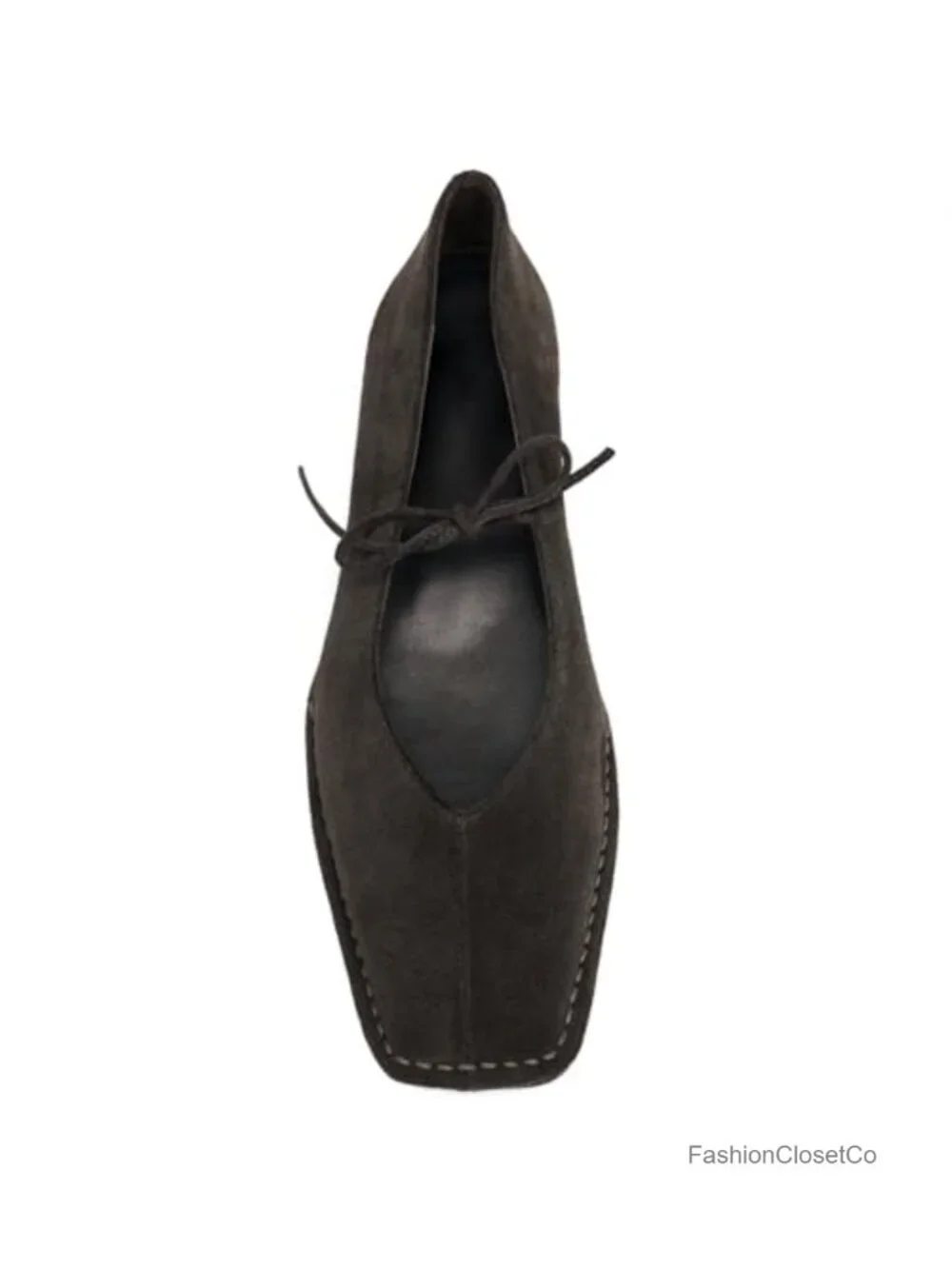 Faux Leather Lace Up Ballet Flats Square Toe Mary Jane Bow Slip On